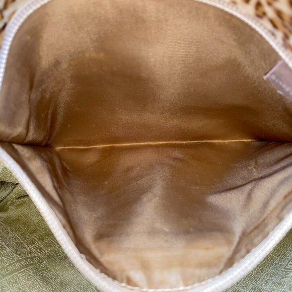 Vintage BOTTEGA VENETA Handbag Brown Animal Print Tote Bag Made in Italy Auth - Picture 8 of 10